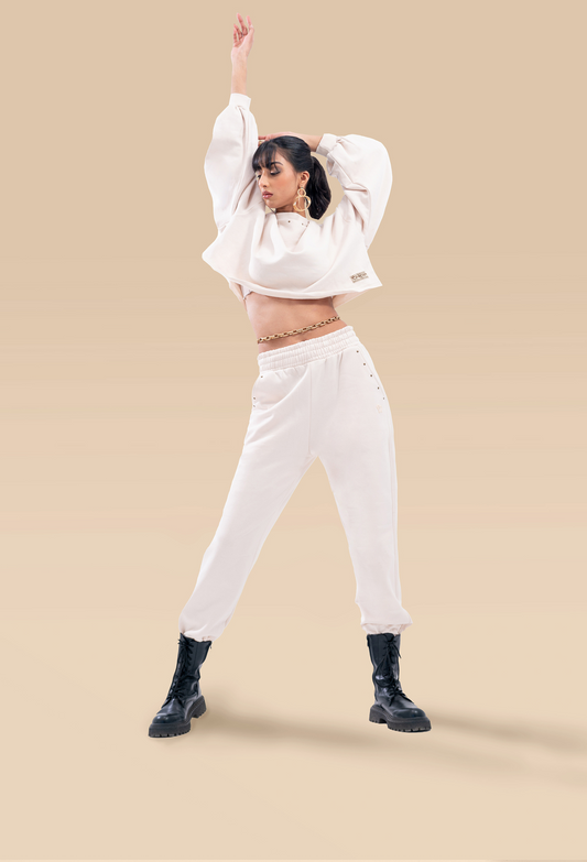 Cream Crop-top Co-Ord set