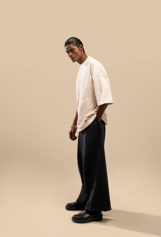 Cream Oversized Uni Fleece T-Shirt