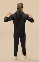 Black Hoodie Uni Co-Ord Set - Model Wearing Set in Trendy Look