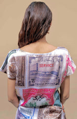 Back view of the Nomadic Grace Silk Co-ord Set, showcasing the elegant flow of the silk fabric and the seamless design of the top and bottoms.