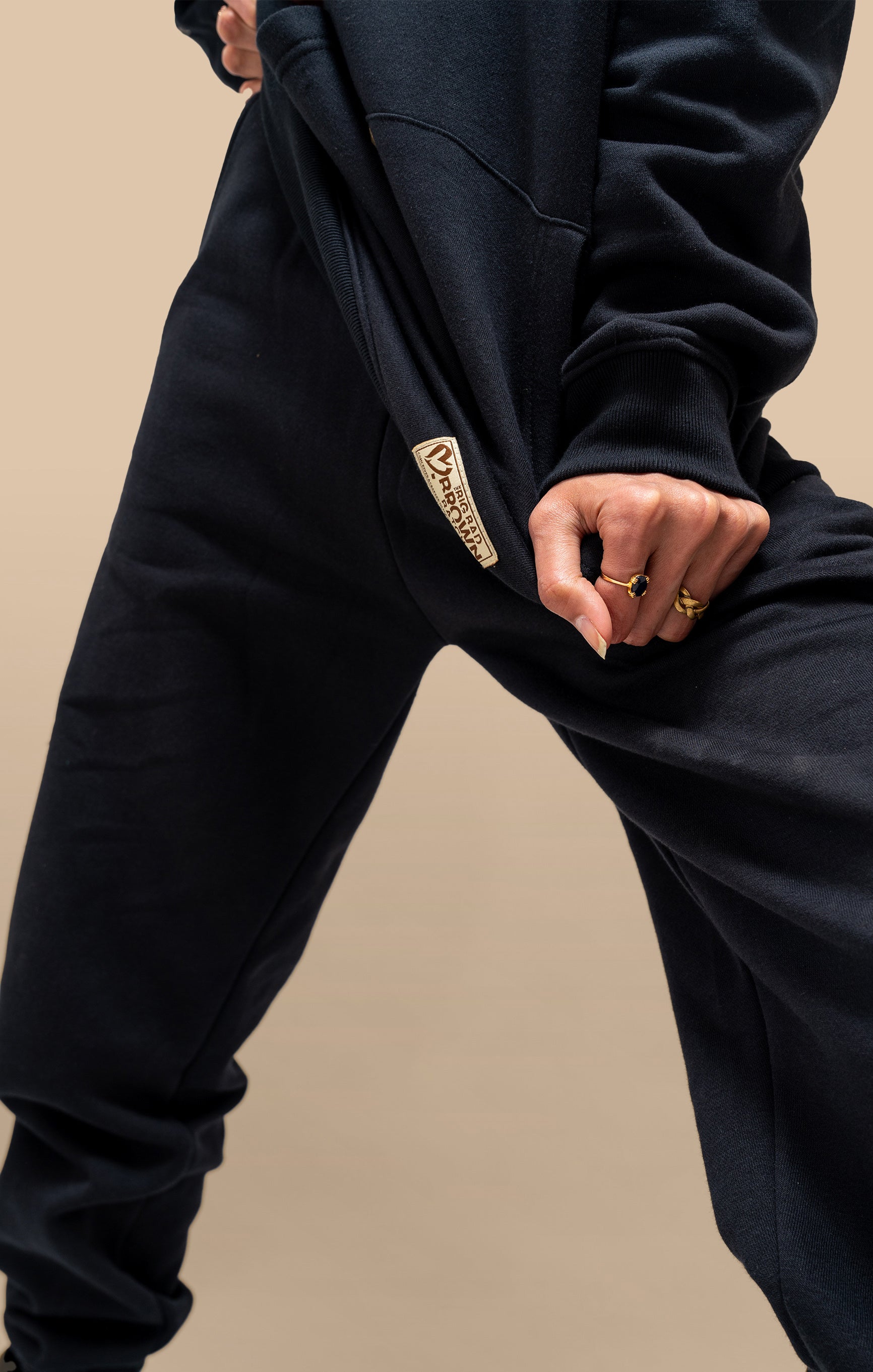 Black Hoodie Uni Co-Ord Set - Model Wearing Set in Trendy Look