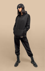 Black Hoodie Uni Co-Ord Set - Front View with Sleek Design
